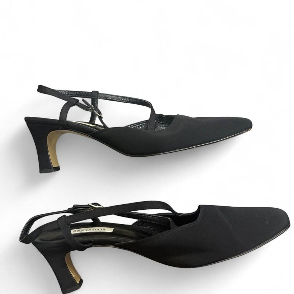 Vintage Ann Taylor Black Slingback Heels 9.5 Made in Italy - Picture 4 of 5